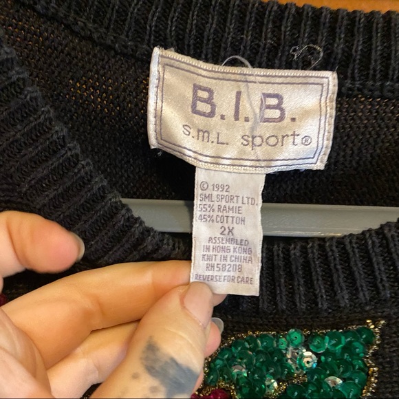 Vintage Sequin Flower Batwing Sweater size 2X - Picture 6 of 7